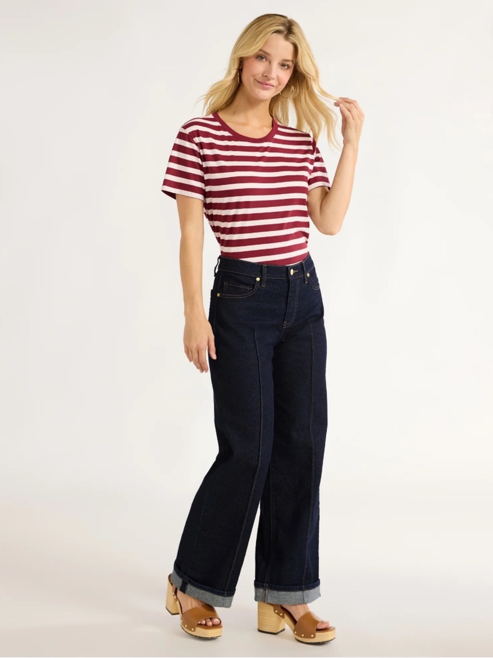 Free Assembly Dark Blue Wide-Leg 
Pin-tuck Jeans size 12